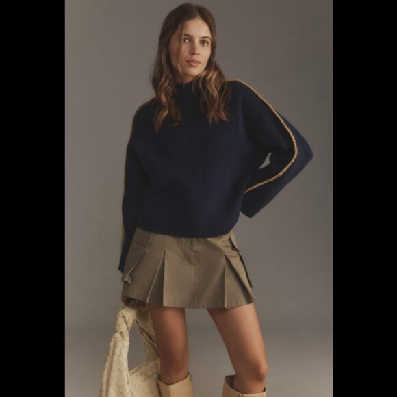 Brand New By Anthropologie Mock-Neck Whipstitch Sweater - Picture 1 of 11